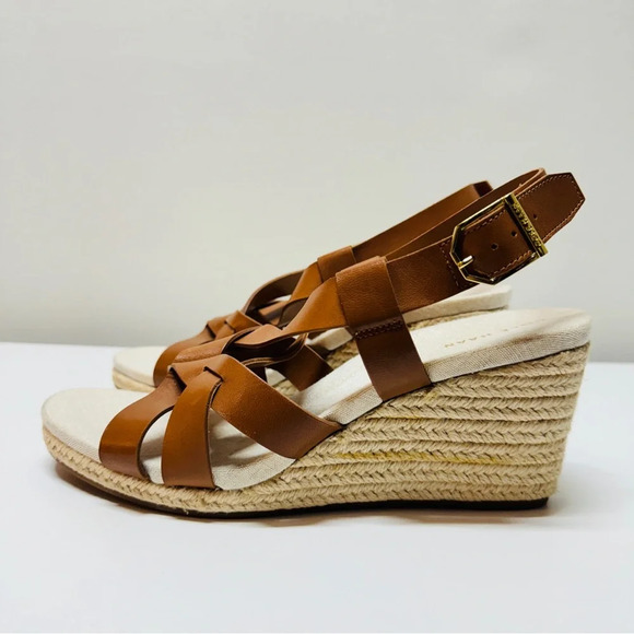 Cole Haan Wedge Platform Sandals Leather Brown US 8 Narrow Casual Summer Coastal - Picture 2 of 10